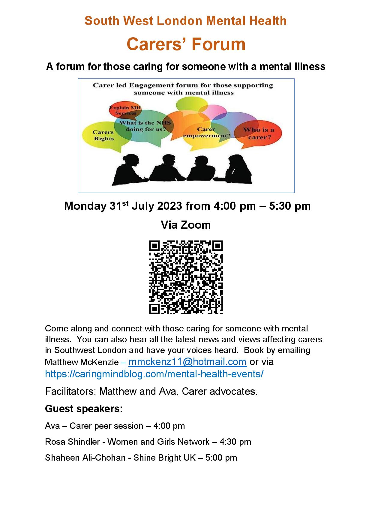 31st July 2023 - South West London Mental Health Carers’ Forum
