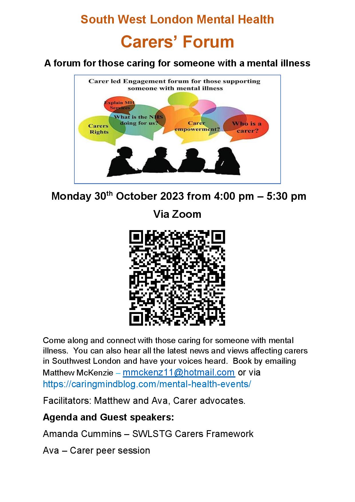30th October 2023 - South West London Mental Health Carers’ Forum